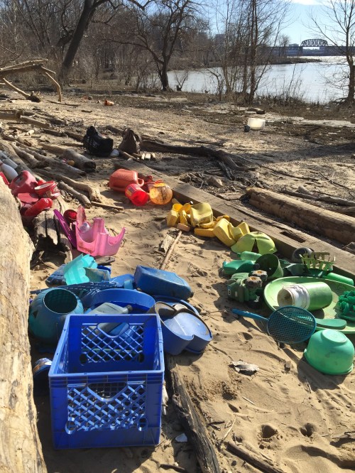 Found plastic on the riverbank, Falls of the Ohio, Jan. 30, 2016